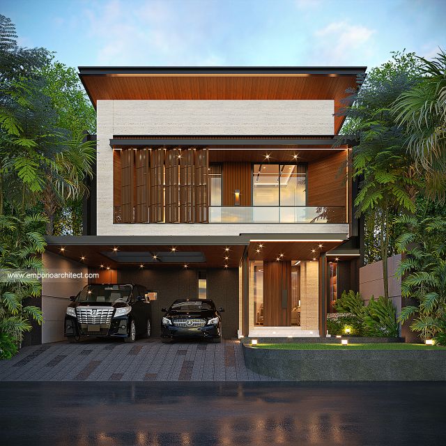 Desain Tampak Depan 3 Rumah Modern 2 Lantai Bapak GNW di Kediri, Jawa Timur