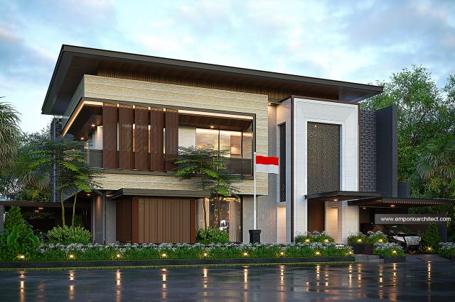 Desain Tampak Depan 3 Rumah Modern 2 Lantai Ibu YN di Depok