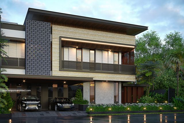 Desain Tampak Samping Rumah Modern 2 Lantai Ibu YN di Depok