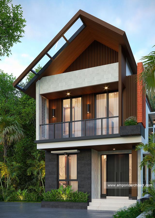 Desain Tampak Depan 2 Rumah Modern 2 Lantai Ibu E di Jembrana, Bali