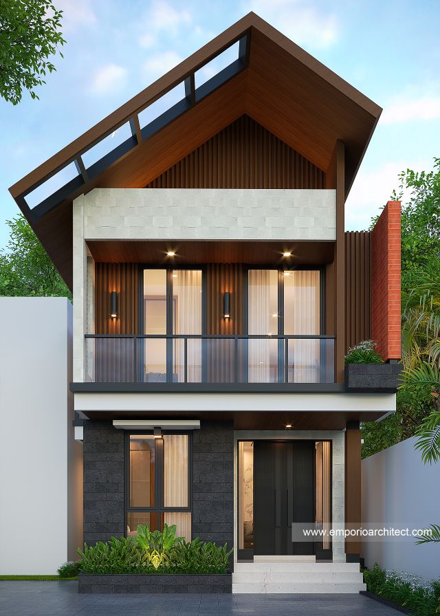 Desain Tampak Depan 3 Rumah Modern 2 Lantai Ibu E di Jembrana, Bali