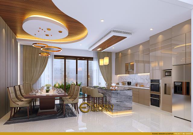 Desain Ruang Makan dan Dapur Rumah Modern 2 Lantai Ibu Shanti di Solo (Surakarta), Jawa Tengah