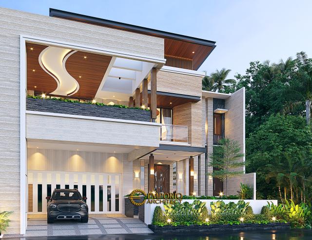 Desain Rumah Modern 2 Lantai Ibu Shanti di Solo (Surakarta), Jawa Tengah - Tampak Depan