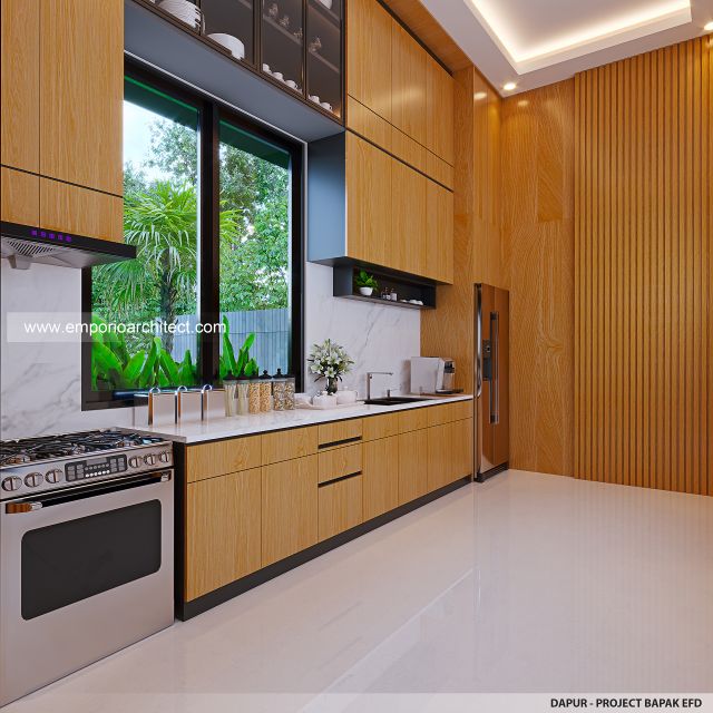 Desain Dapur Rumah Modern 2 Lantai Bapak EFD di Sentul City, Bogor