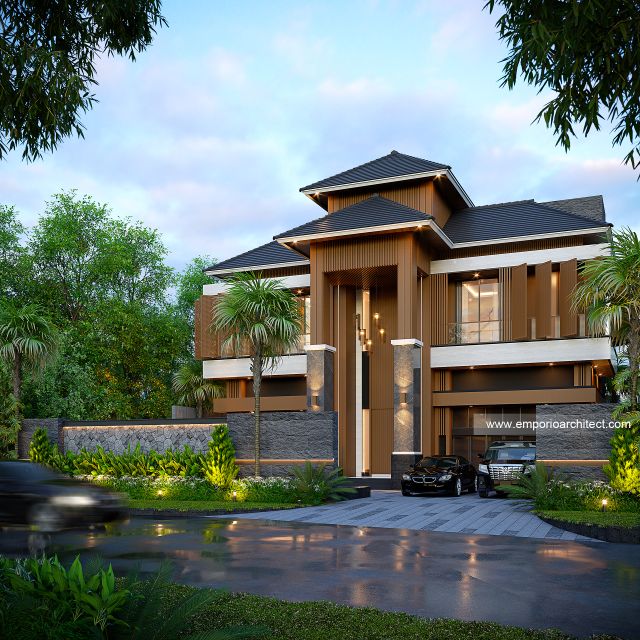 Desain Tampak Depan Rumah Modern 2 Lantai Bapak EFD di Sentul City, Bogor