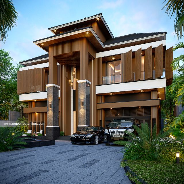 Desain Tampak Depan 2 Rumah Modern 2 Lantai Bapak EFD di Sentul City, Bogor