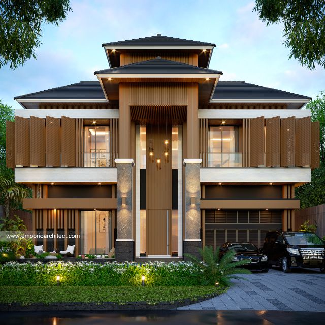 Desain Tampak Depan 4 Rumah Modern 2 Lantai Bapak EFD di Sentul City, Bogor