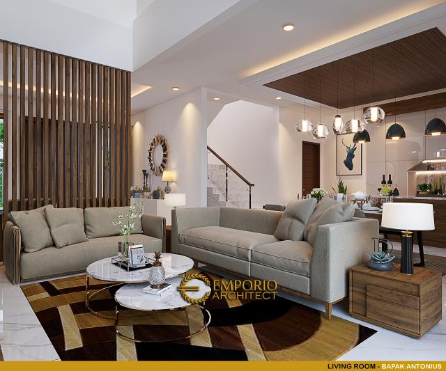 Desain Ruang Keluarga Rumah Modern 2 Lantai Bapak ATN di Bekasi, Jawa Barat