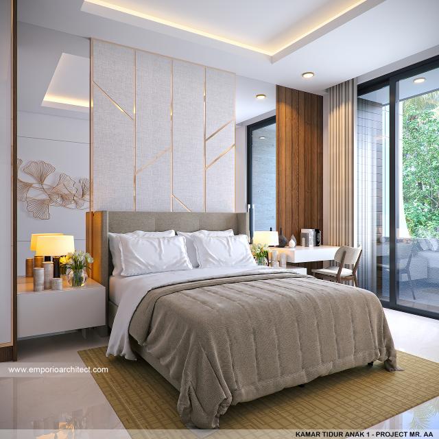 Desain Kamar Tidur Anak 1 Rumah Modern 2 Lantai Mr. AA di Bandung, Jawa Barat