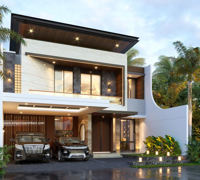 Desain Tampak Depan 2 Rumah Modern 2 Lantai Mr. AA di Bandung, Jawa Barat