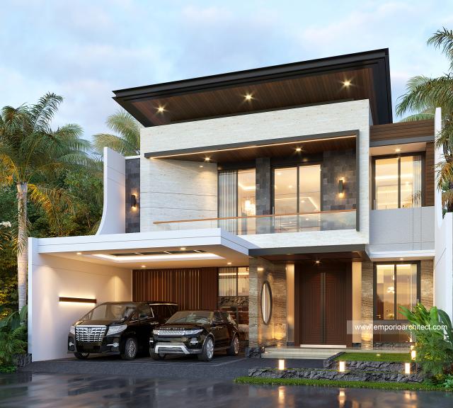 Desain Rumah Modern 2 Lantai Mr. AA di Bandung, Jawa Barat - Tampak Depan