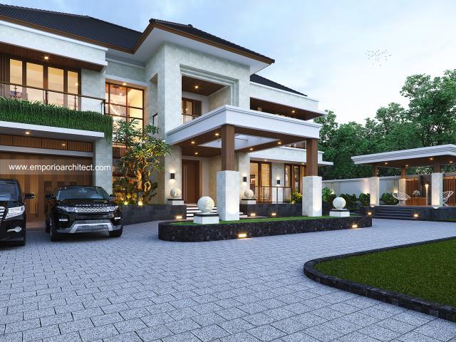 Desain Tampak Detail Depan Rumah Modern 2 Lantai Bapak PGK di Semarang, Jawa Tengah