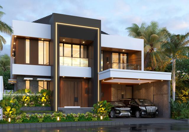 Desain Rumah Modern 2 Lantai Ibu Rita di Badung, Bali - Tampak Depan