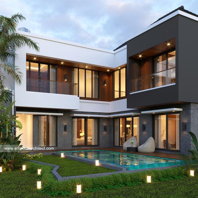 Desain Tampak Belakang Rumah Modern 2 Lantai Ibu Rita di Badung, Bali