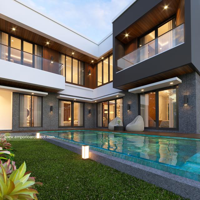 Desain Tampak Detail Belakang Rumah Modern 2 Lantai Ibu Rita di Badung, Bali