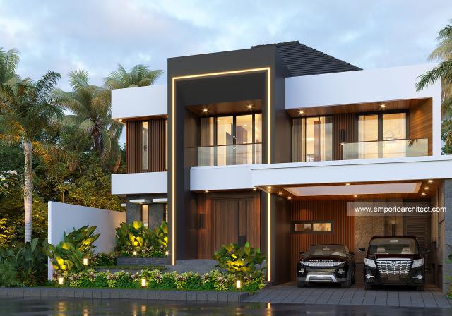 Desain Tampak Depan 2 Rumah Modern 2 Lantai Ibu Rita di Badung, Bali