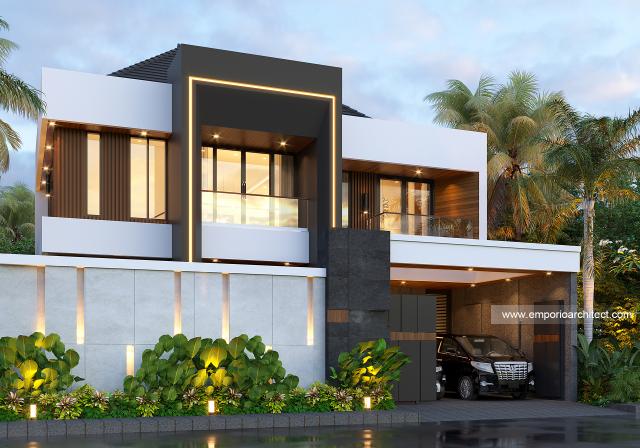 Desain Tampak Depan Dengan Pagar Rumah Modern 2 Lantai Ibu Rita di Badung, Bali