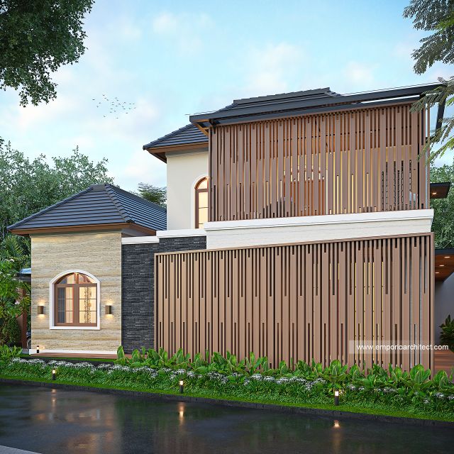 Desain Tampak Samping Rumah Modern 2 Lantai Ibu SHT di Tangerang