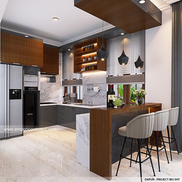 Desain Dapur Rumah Modern 2 Lantai Ibu SHT di Tangerang