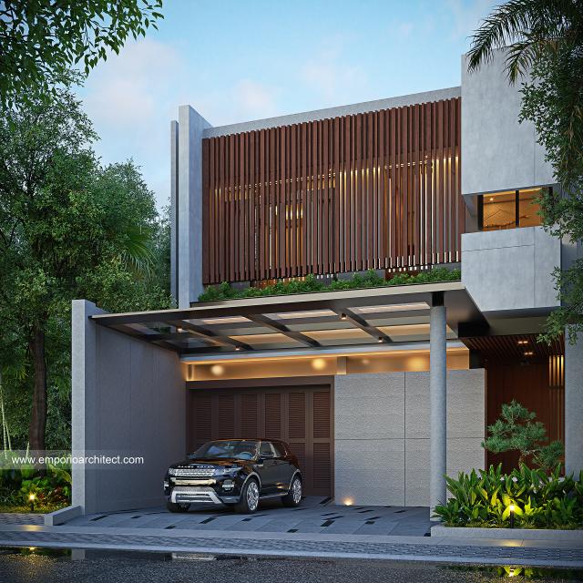 Desain Tampak Depan 2 Rumah Modern 2 Lantai Bapak ERC di Jawa Barat