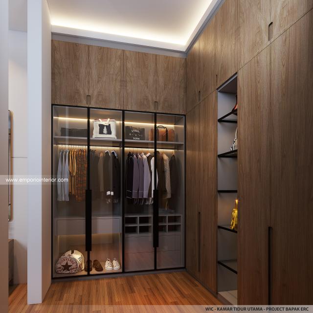 Desain Walk In Closet Rumah Modern 2 Lantai Bapak ERC di Jawa Barat