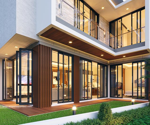 Desain Tampak Detail Belakang Rumah Modern 2 Lantai Bapak AD di Alam Sutera, Tangerang Selatan