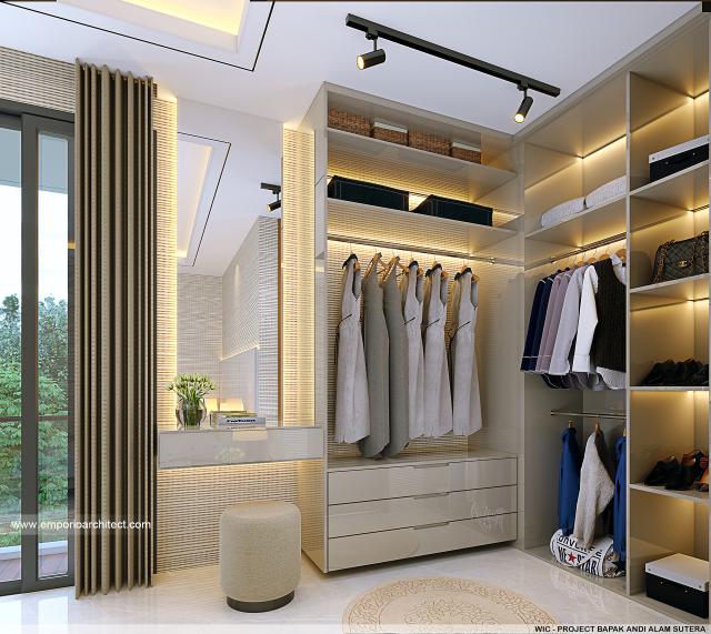 Desain Walk In Closet Rumah Modern 2 Lantai Bapak AD di Alam Sutera, Tangerang Selatan