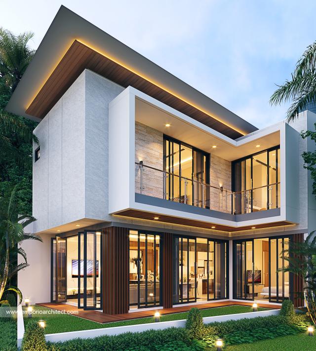 Desain Tampak Belakang Rumah Modern 2 Lantai Bapak AD di Alam Sutera, Tangerang Selatan