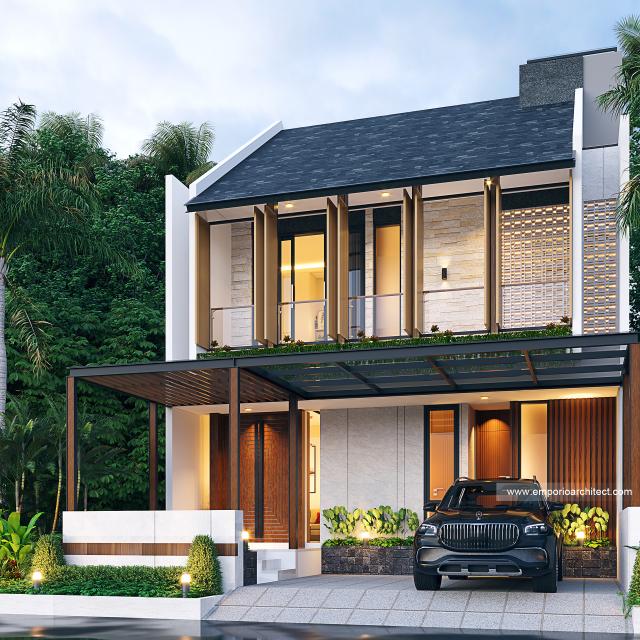 Desain Rumah Modern 2 Lantai Bapak AD di Alam Sutera, Tangerang Selatan - Tampak Depan