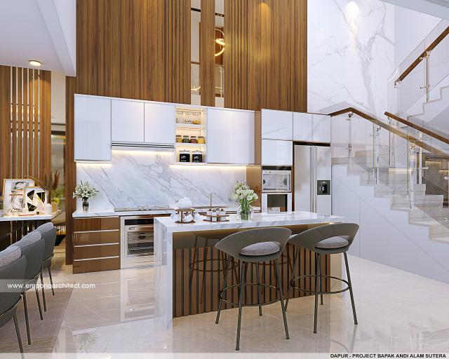 Desain Dapur Rumah Modern 2 Lantai Bapak AD di Alam Sutera, Tangerang Selatan