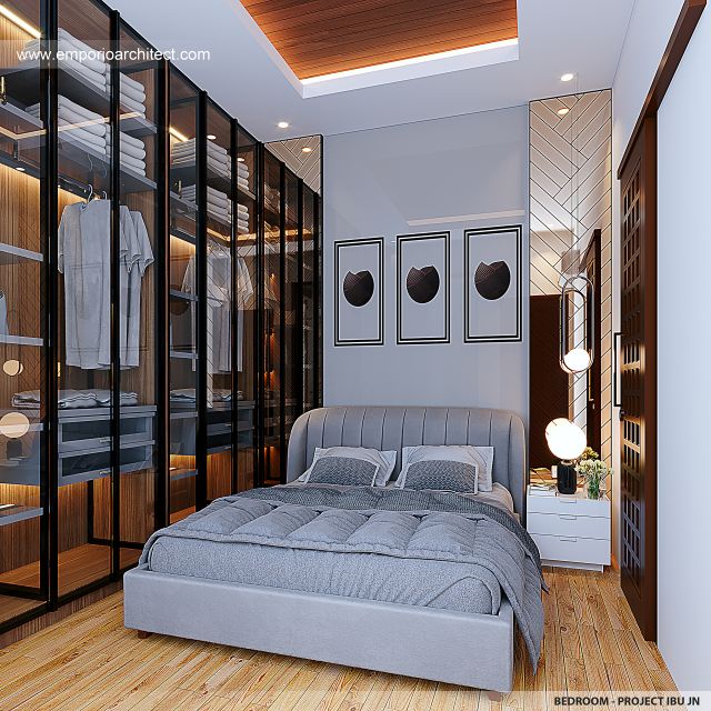 Desain Kamar Tidur Rumah Modern 2 Lantai Ibu JN di Jakarta