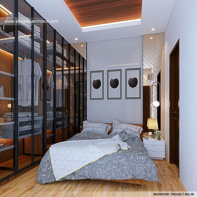 Desain Kamar Tidur Rumah Modern 2 Lantai Ibu JN di Jakarta