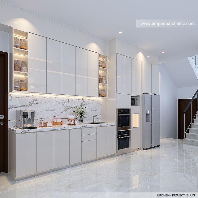 Desain Dapur Rumah Modern 2 Lantai Ibu JN di Jakarta