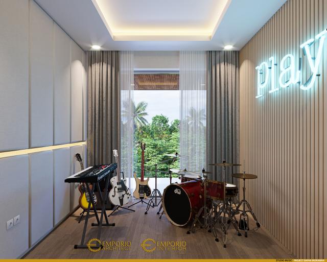 Desain Studio Musik Rumah Modern 2 Lantai Bapak IDW di Bandung, Jawa Barat