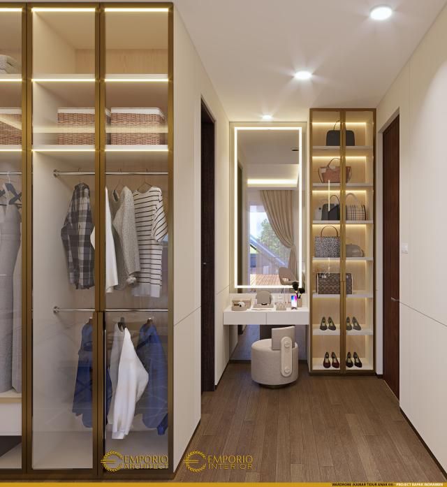 Desain Wardrobe Kamar Tidur Anak 3 Rumah Modern 2 Lantai Bapak IDW di Bandung, Jawa Barat