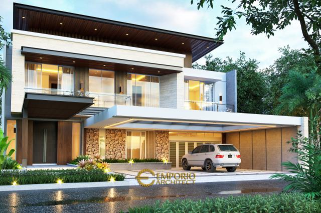 Desain Rumah Modern 2 Lantai Bapak IDW di Bandung, Jawa Barat - Tampak Depan