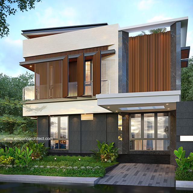 Desain Tampak Samping Rumah Modern 2 Lantai Bapak HND di Surabaya