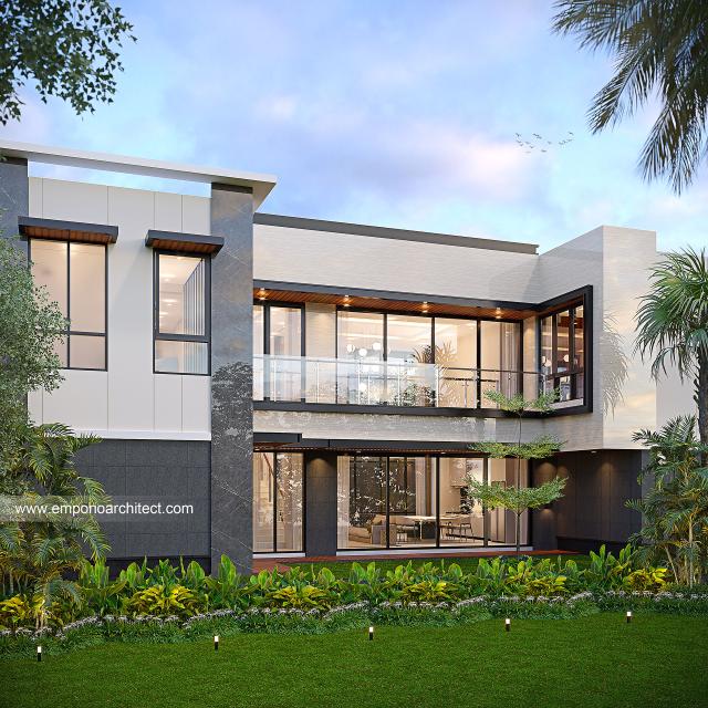 Desain Tampak Belakang Rumah Modern 2 Lantai Bapak HND di Surabaya