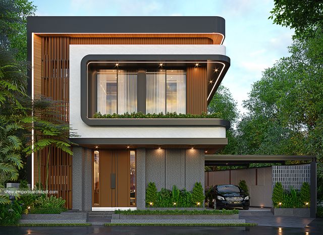 Desain Tampak Depan 3 Rumah Modern 2 Lantai Ibu dr. S di Bandung