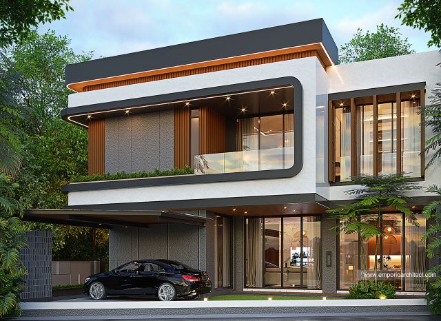 Desain Tampak Samping Rumah Modern 2 Lantai Ibu dr. S di Bandung