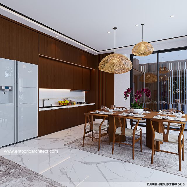 Desain Dapur Rumah Modern 2 Lantai Ibu dr. S di Bandung