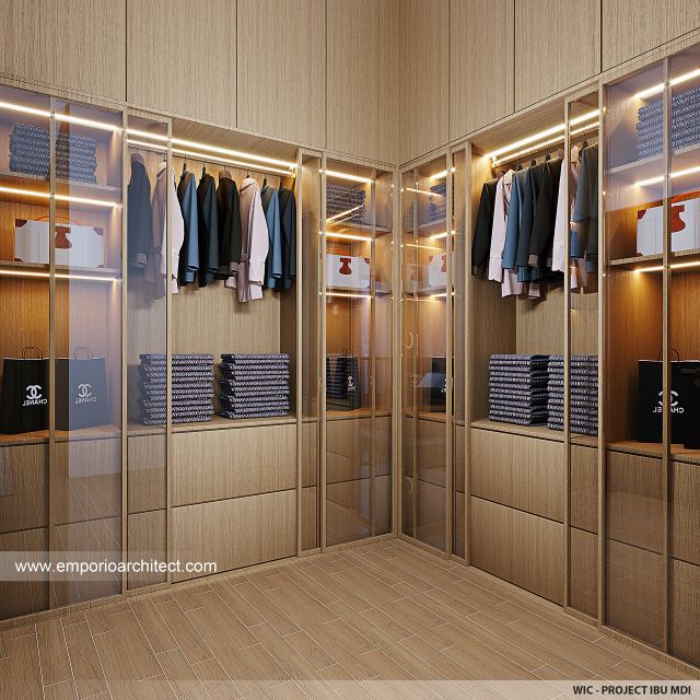 Desain Walk In Closet Rumah Wisma Investindo Modern 2 Lantai Ibu MDI di Jakarta