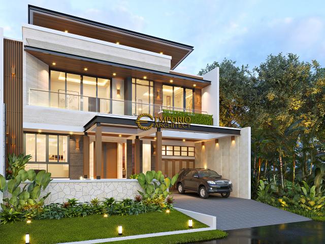 Desain Tampak Depan 2 Rumah Modern 2 Lantai Ibu Juliana di Cikarang, Bekasi, Jawa Barat