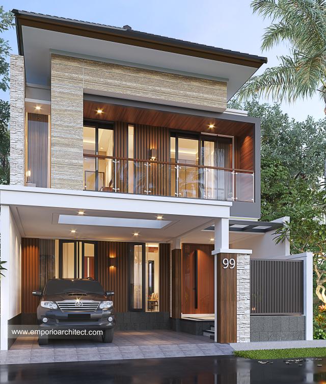 Desain Tampak Depan Dengan Pagar Rumah Modern 2 Lantai Mr. TM di Yogyakarta