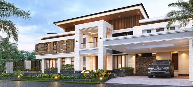 Desain Tampak Depan Rumah Modern 2 Lantai Bapak HDY II di Banjarmasin, Kalimantan Selatan