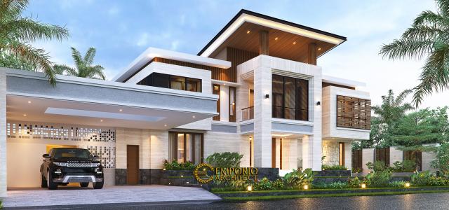 Desain Tampak Samping Rumah Modern 2 Lantai Bapak HDY II di Banjarmasin, Kalimantan Selatan