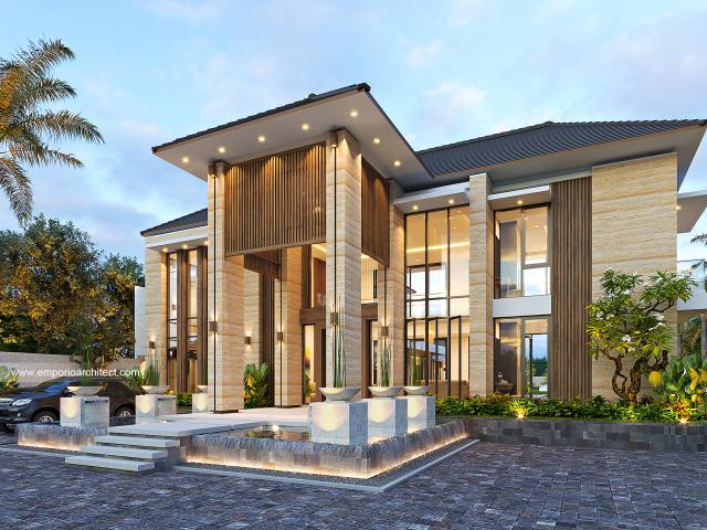 Desain Tampak Depan 3 Rumah Modern 2 Lantai Bapak Ngadiono II di Serang, Banten