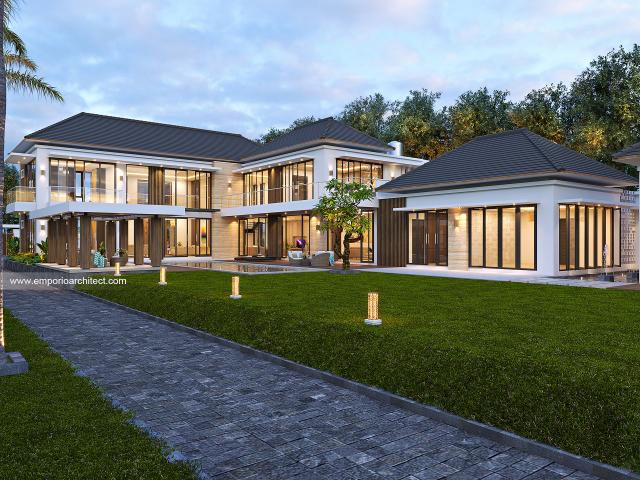 Desain Tampak Samping Rumah Modern 2 Lantai Bapak Ngadiono II di Serang, Banten