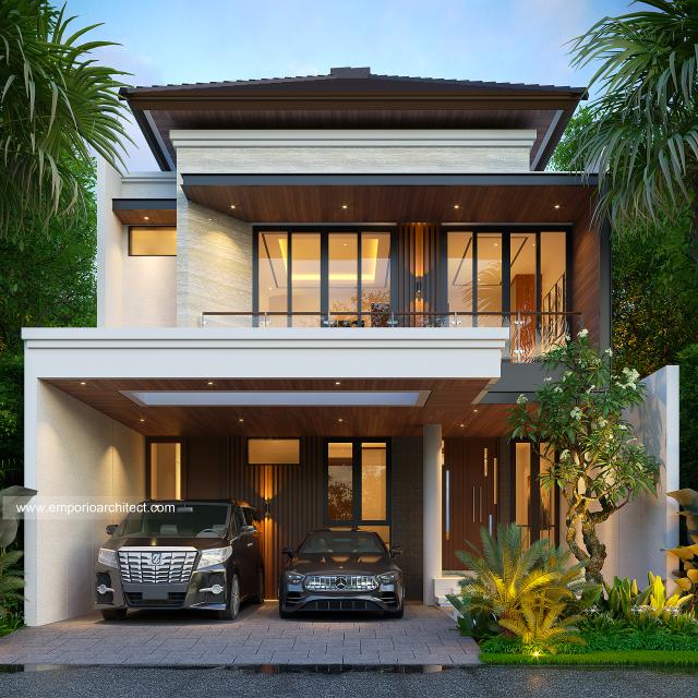 Desain Rumah Modern 2 Lantai Bapak TNY di Bekasi - Tampak Depan