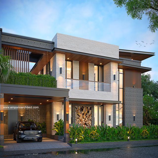 Desain Tampak Samping Rumah Modern 2 Lantai Bapak BN di Balikpapan